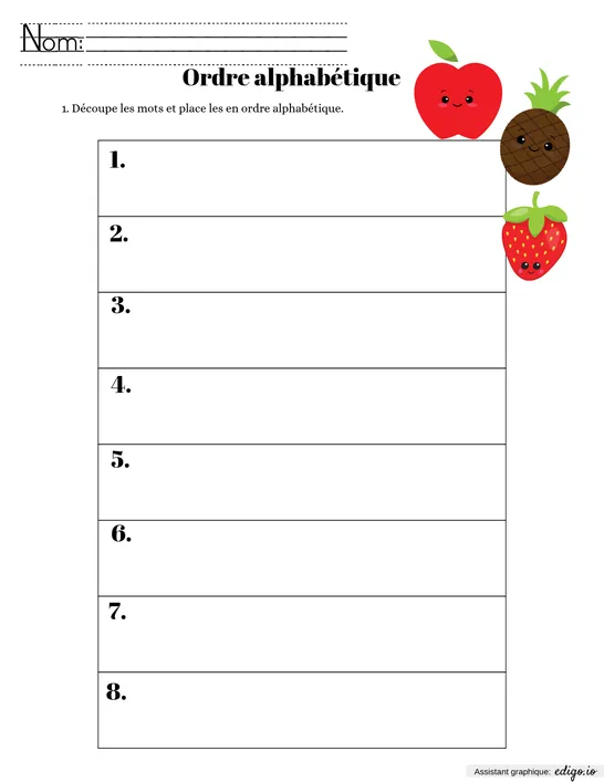 Exercice- Ordre alphabétique