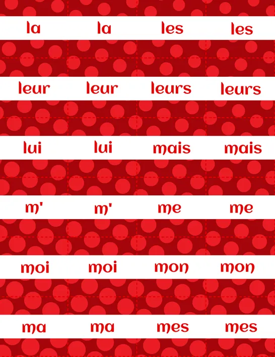 Mémoire mots fréquents_3, 2e année, Cartes de jeu, Lecture