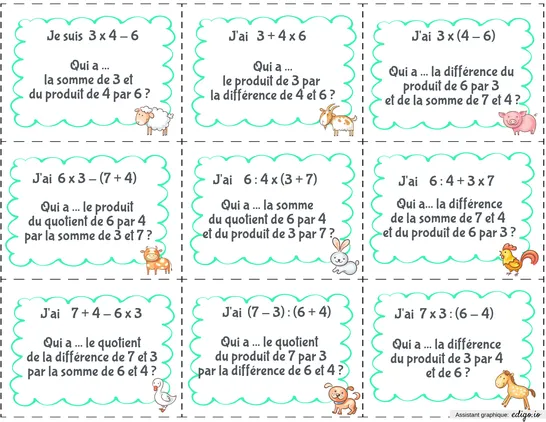 J'ai ...  qui a... vocabulaire