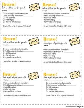 Billets agenda parents bravo