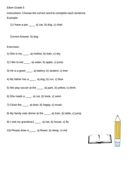 Eiken Grade 5 Vocabulary Practice