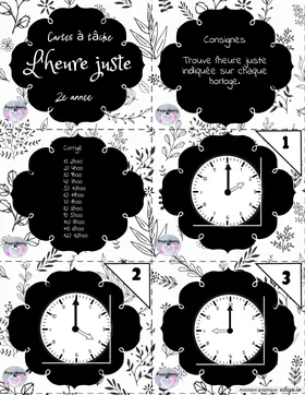 Cartes à tâche l'heure juste