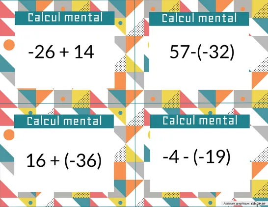 Calcul Mental - Nombres relatifs