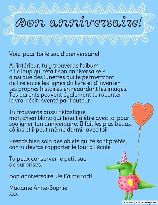 Message - Sac d'anniversaire