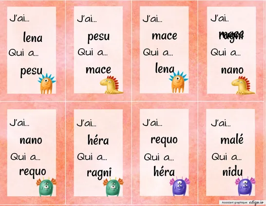 J'ai... Qui a... non-mots cv-cv