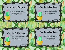 Carte à tâches : constituants de la phrases.