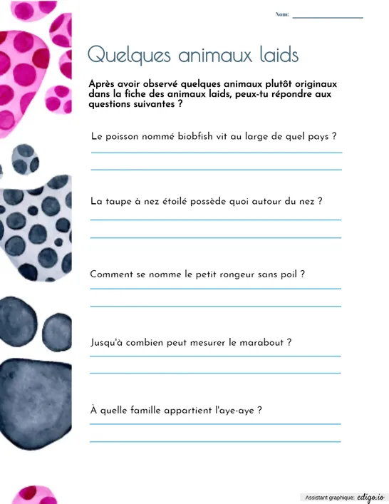 Quelques animaux laids