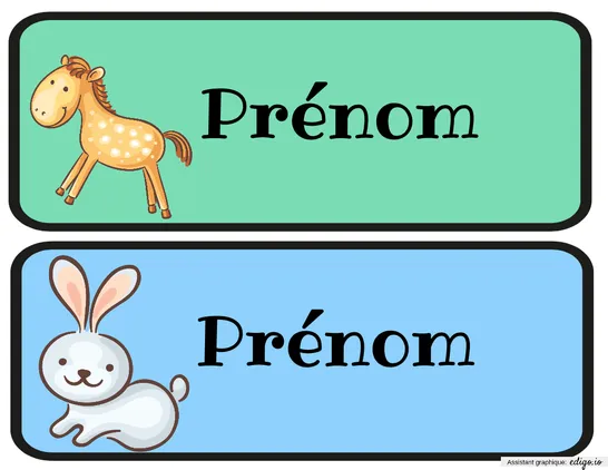 Étiquettes prénoms