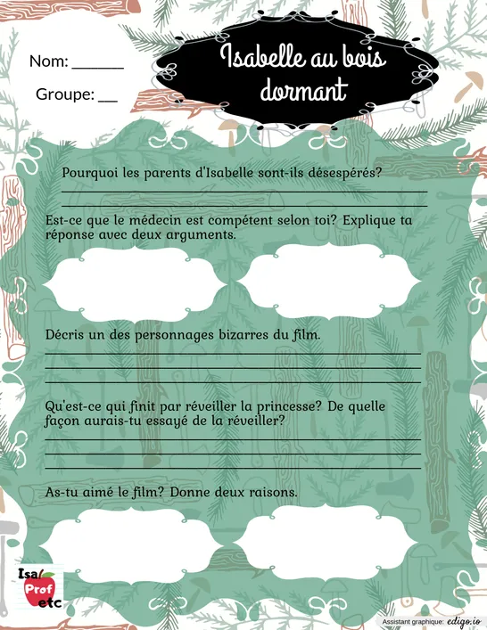 Film Isabelle au bois dormant - IsaProfEtc