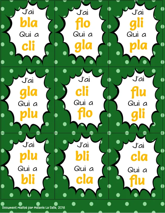 J'ai... Qui a... ccv avec "L", 1re année, Exercices et activités