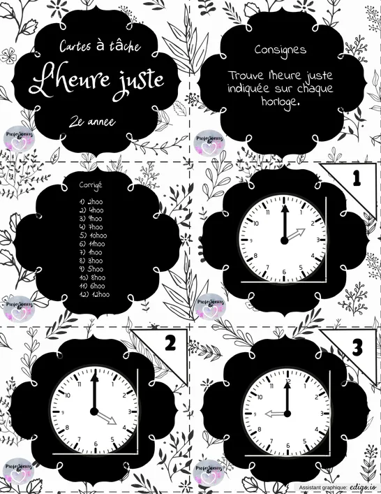 Cartes à tâche l'heure juste