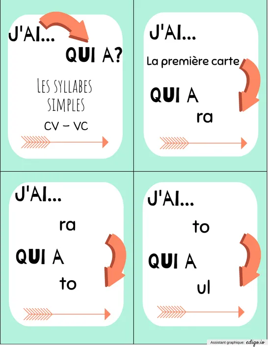 J'ai...qui a? Syllabes simples CV-VC