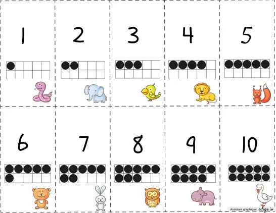 Cartes des nombres 0 à 20