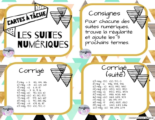 Cartes à tâche les suites numériques