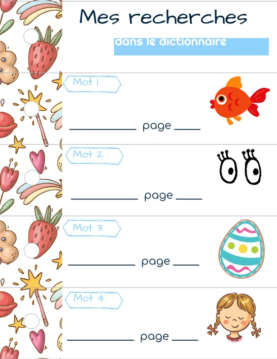 Recherche dictionnaire, CE1, Exercices et activités, Écriture