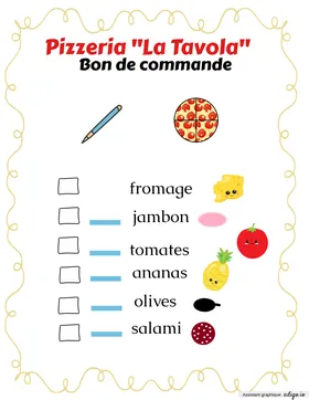 Bon de commande pizzeria