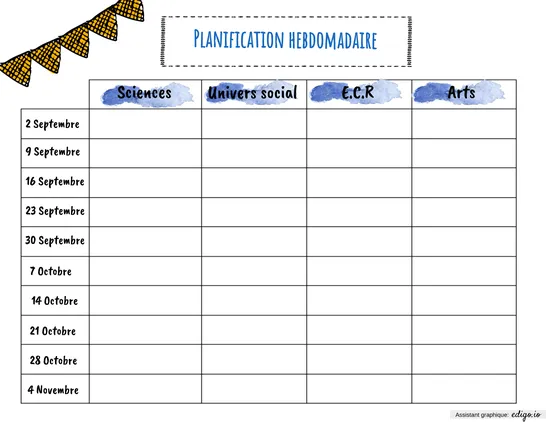 Planif hebdomadaire