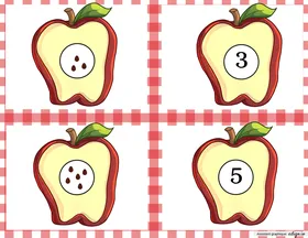Cartes d'association des chiffres  - Les pommes