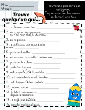 Trouve une personne qui...