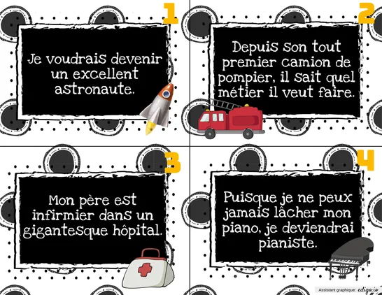 Les classes de mots, métiers
