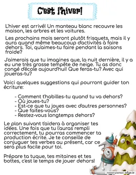 Situation d'écriture: C'est l'hiver!