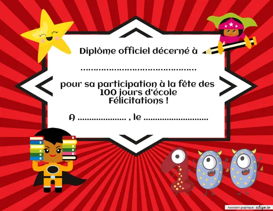 Diplôme de la fête des 100 jours