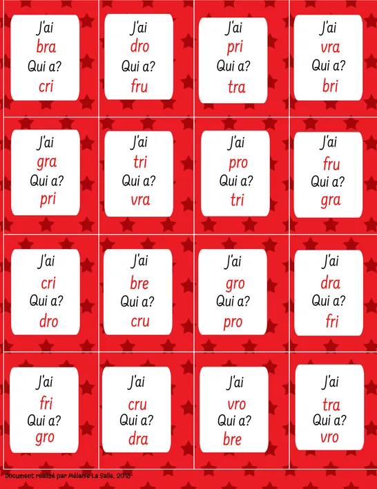 J'ai... Qui a... - ccv avec R, 1re année, Exercices et activités