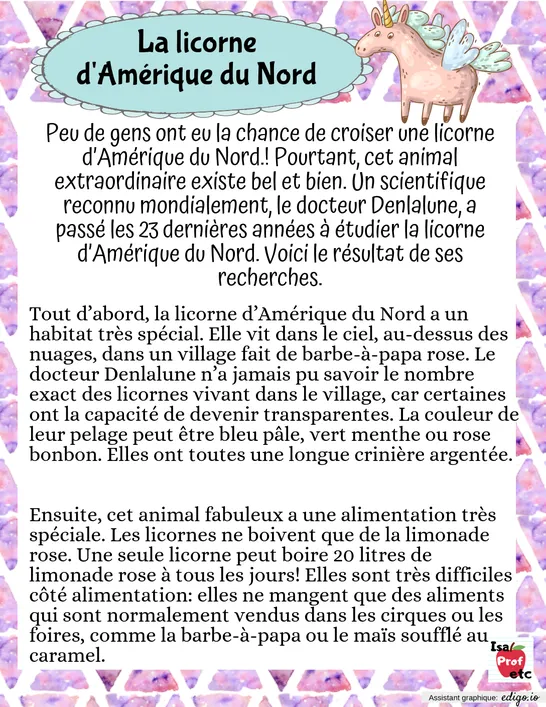 Lecture: Licorne d'Amérique du Nord - IsaProfEtc