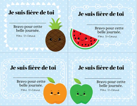 Mention quotidienne sur le thème de l'alimentation, 1re année, Certificats, Thèmes