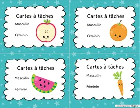 Carte à tâche - alimentation - masculin/féminin