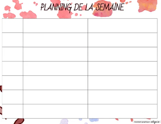 Planning de la semaine