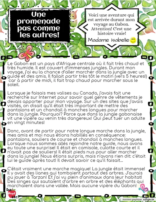 Test de lecture - jungle
