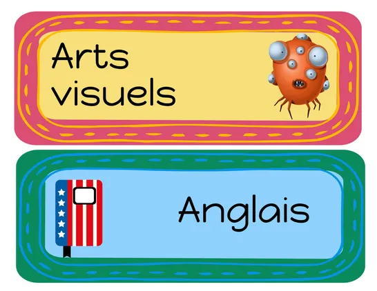 Étiquettes emploi du temps, Cartes d’identification, Lecture