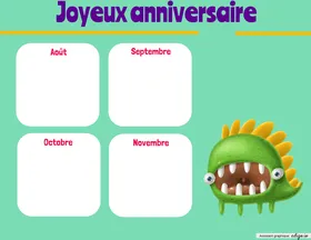 Calendrier Joyeux anniversaire