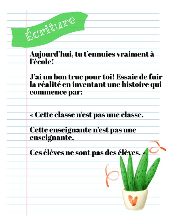 Écriture créative 1, Third grade, Exercises & activities, Writing