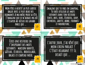 Cartes à tâches sujets d'écriture (partie # 2 )