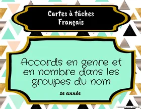 Cartes à tâches, fais le bon accord, 2e année