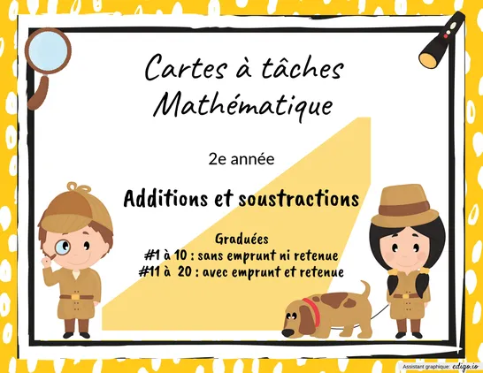 Cartes à tâches additions/soustractions 2e année