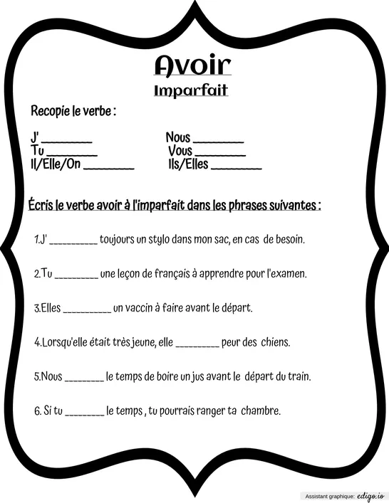 Exercice Verbe Aimer à l'Imparfait