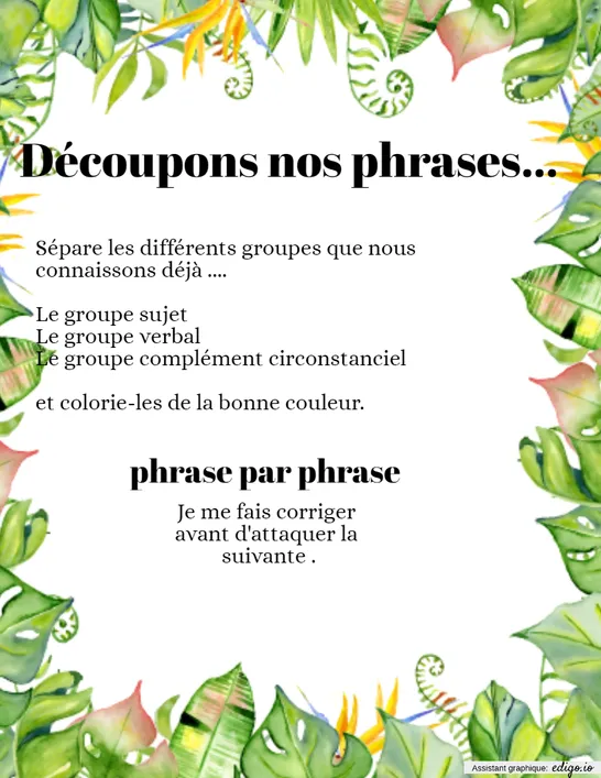 Analyse de phrases CDV CIV CC