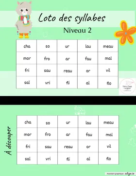 Loto des syllabes - niveau 2