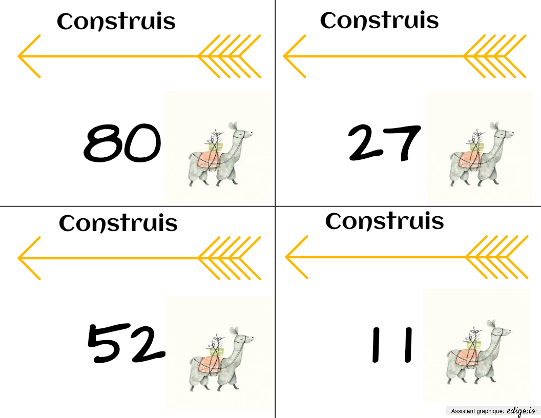 Construis les nombres, 1st grade, Task cards, Arithmetic - Edigo