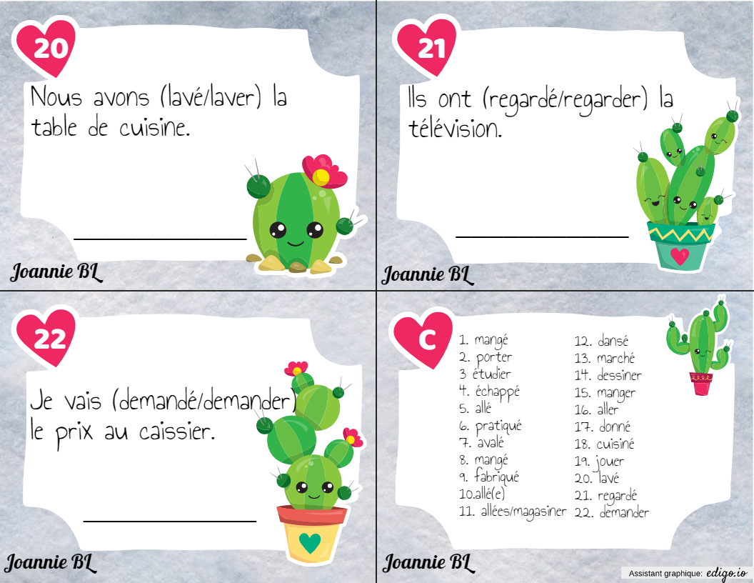 Cartes à tâches- É ou ER, CM1, CE2, Cartes à tâche, Écriture, Grammaire