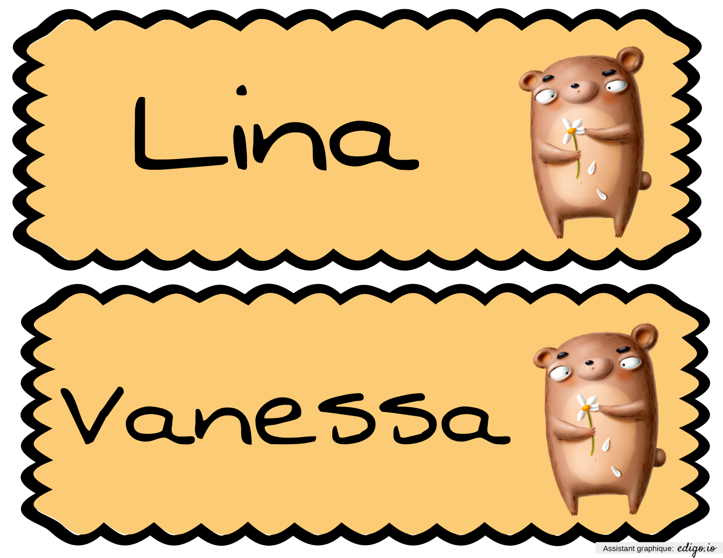 Etiquette prénom, - Edigo