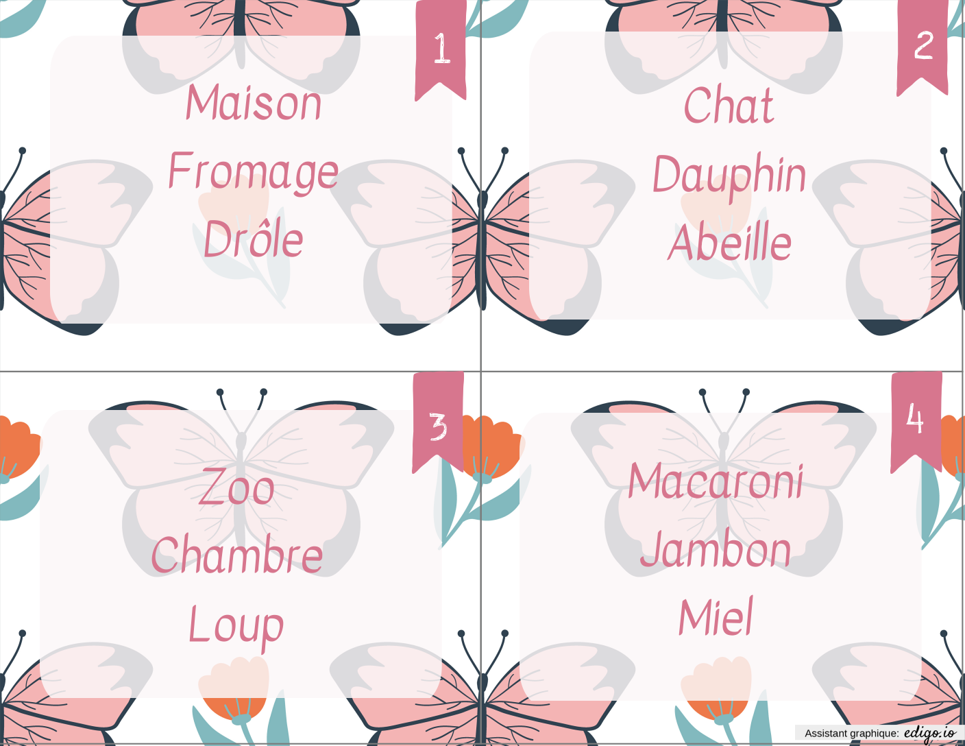 Classement par ordre alphabétique, 1re année, Cartes à tâche, Écriture Edigo