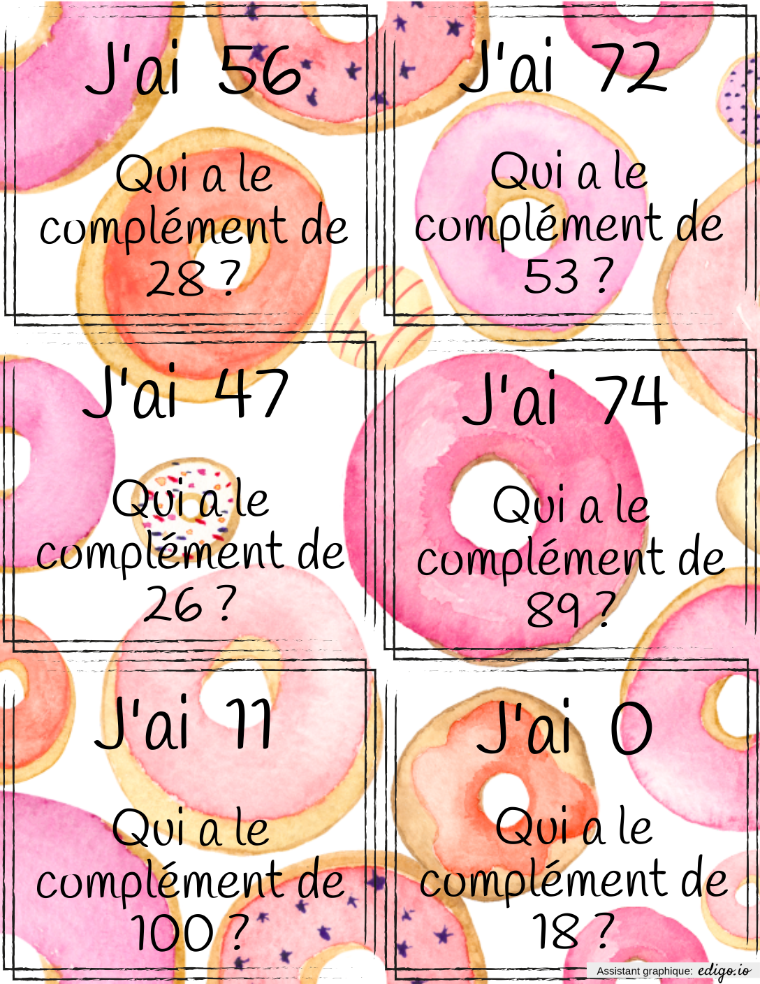 J'ai... qui a... complément de 100, 3e année, 2e année, Cartes de jeu ...