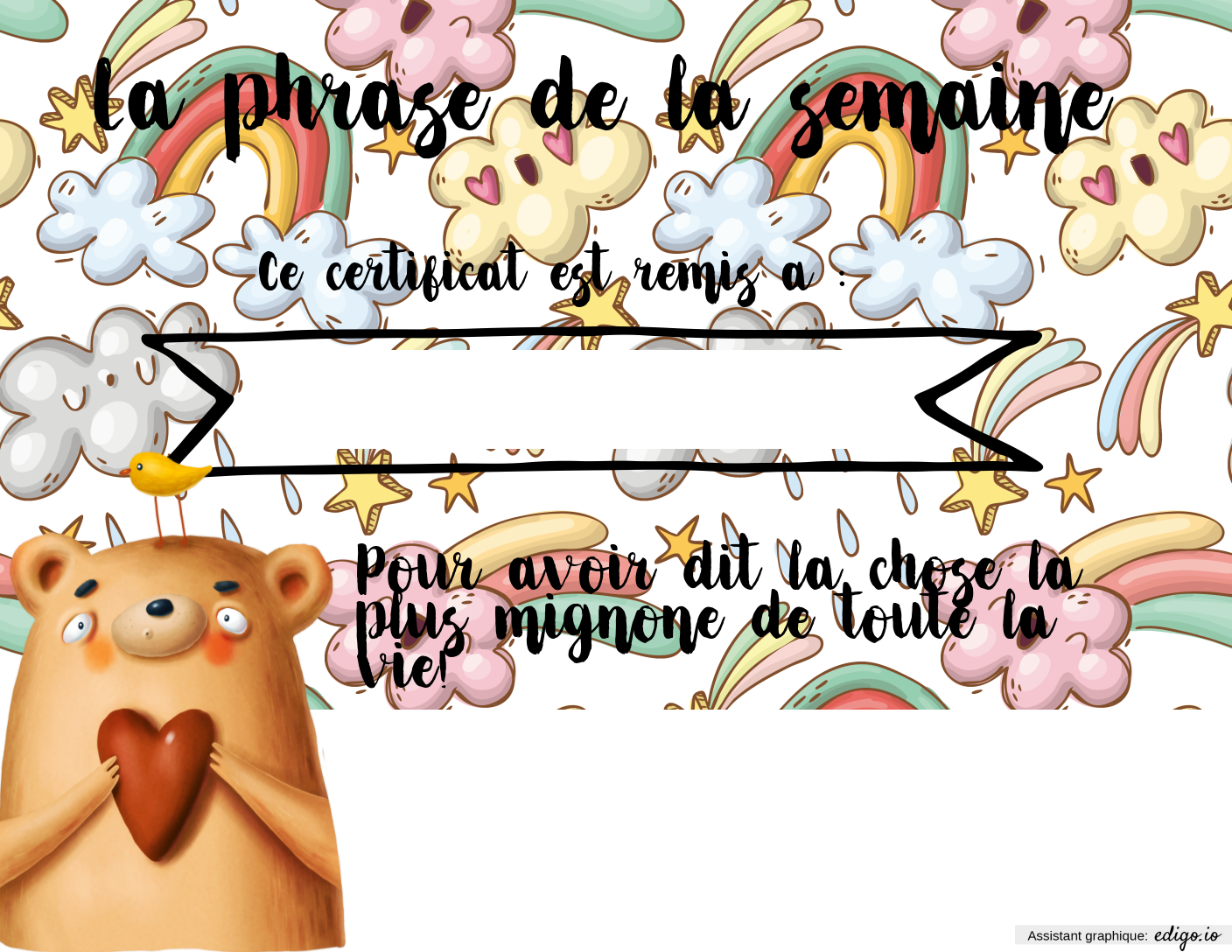 La phrase de la semaine, Préscolaire, Petite enfance, Certificats Edigo
