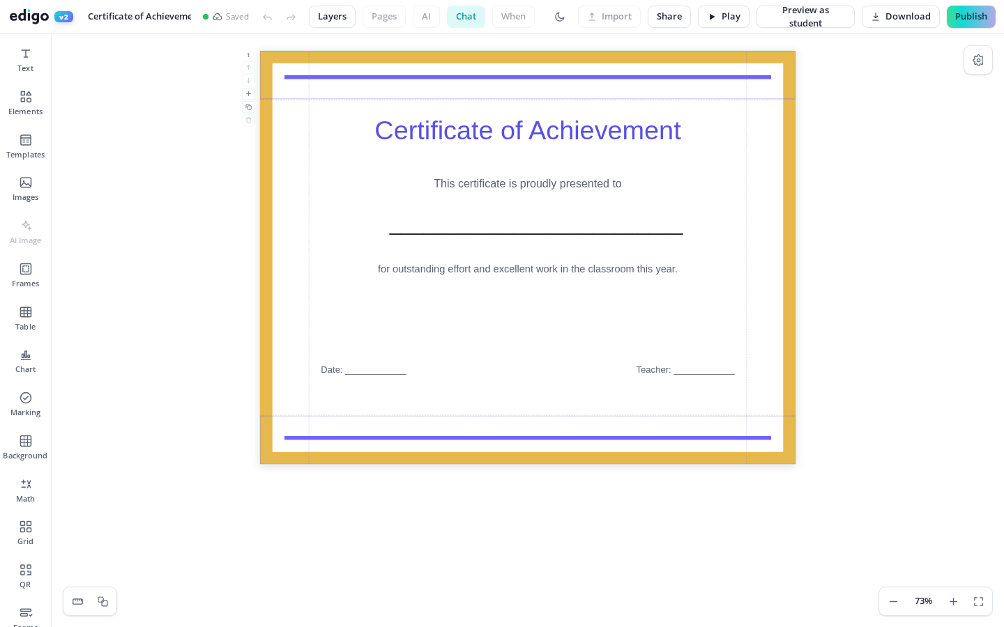 Make Student Certificates & Awards shown in the Edigo editor
