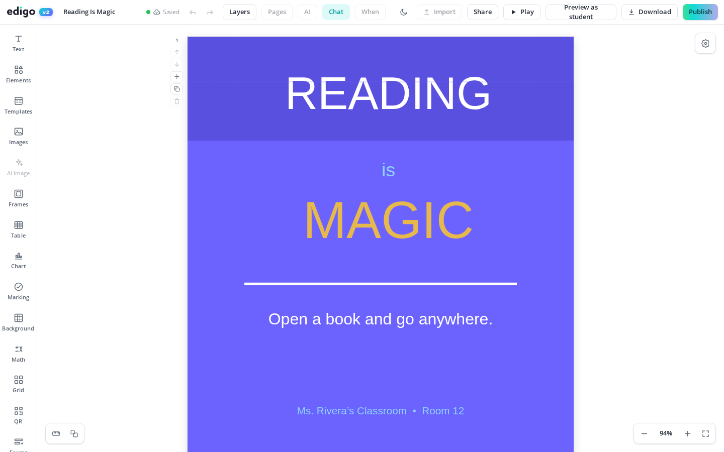 Make Classroom Posters & Anchor Charts shown in the Edigo editor