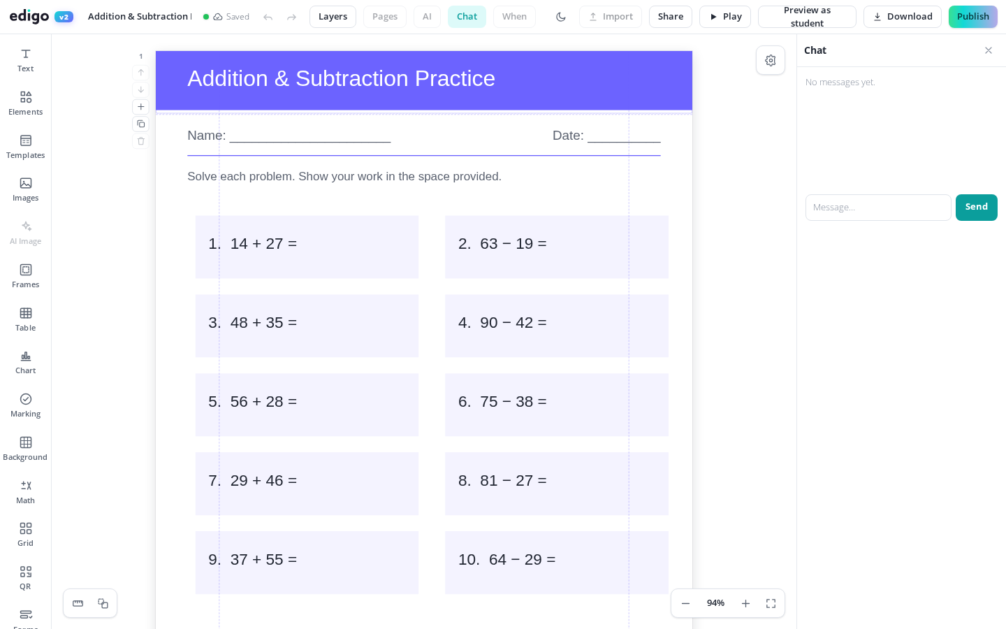 Design Classroom Resources Together, in Real Time shown in the Edigo editor
